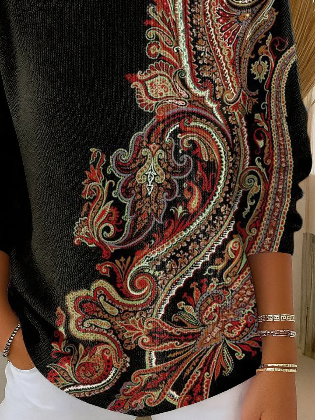 Women Floral Long Sleeve Comfy Casual Printing Sweater