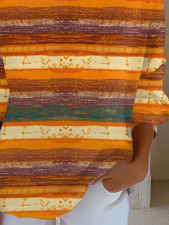 Women Abstract Long Sleeve Comfy Casual Printing Sweater