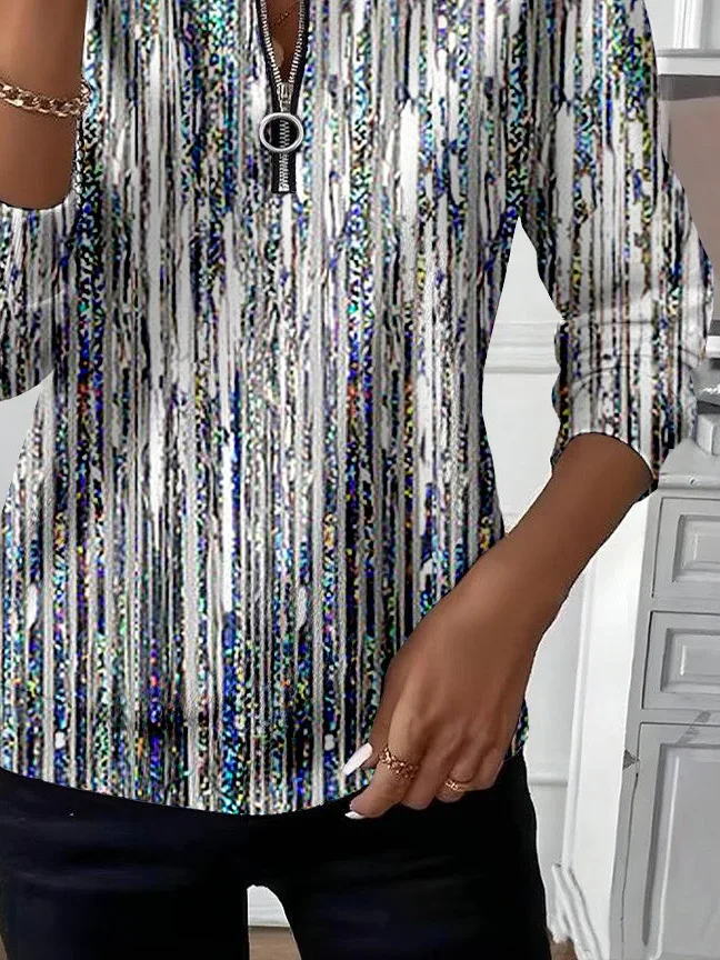 Casual Crew Neck Abstract Sweatshirt Printing