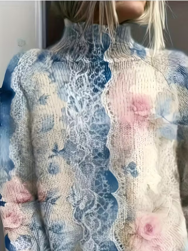 Women Floral Long Sleeve Comfy Vintage Printing Sweater