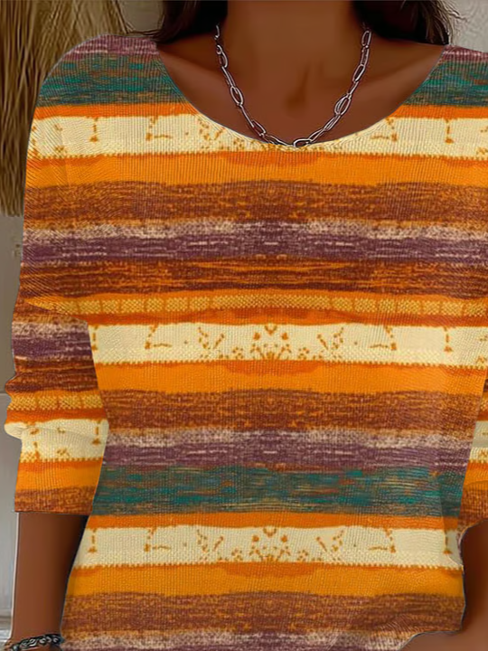 Women Abstract Long Sleeve Comfy Casual Printing Sweater