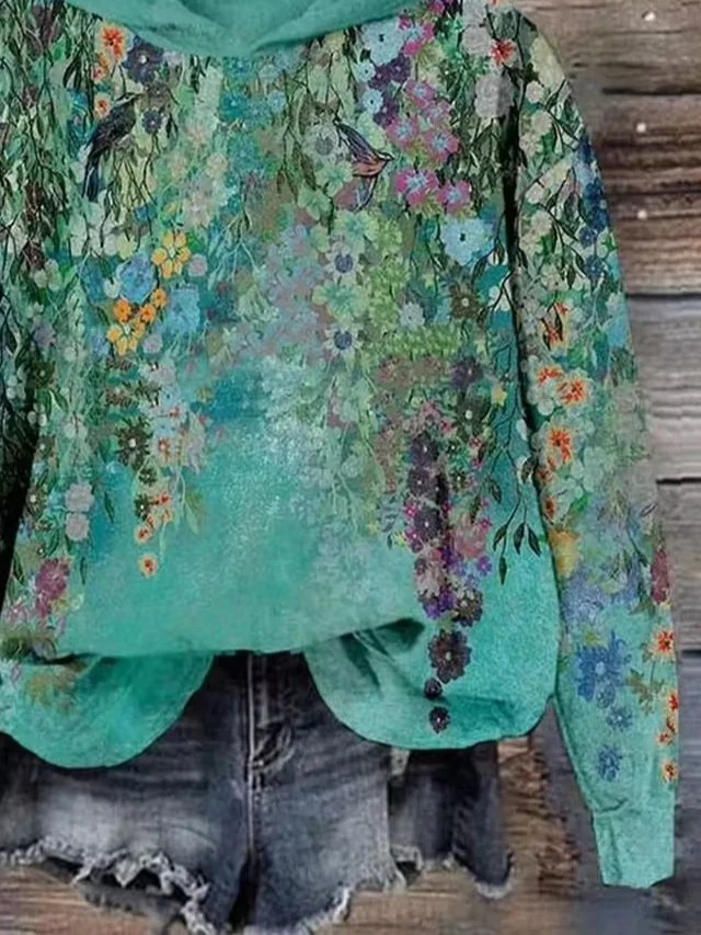 Casual Hoodie Floral Hoodie Printing
