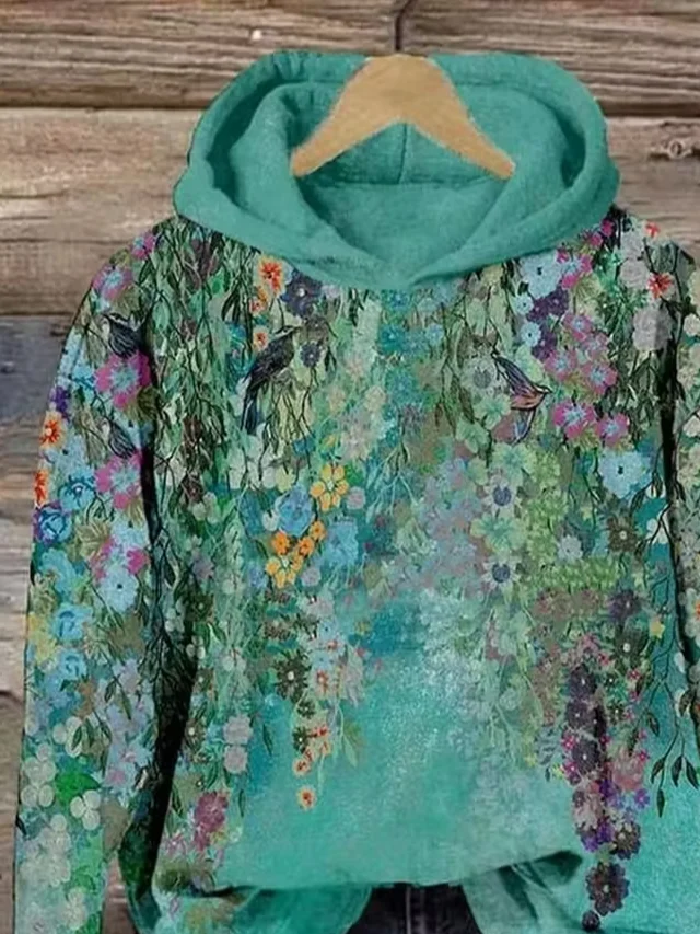 Casual Hoodie Floral Hoodie Printing