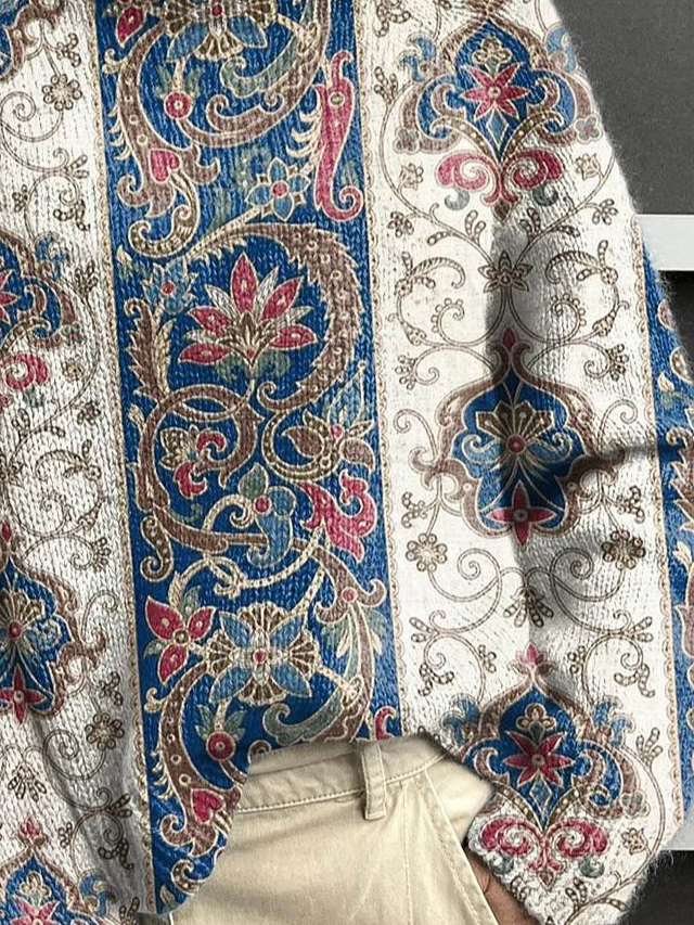 Women Floral Long Sleeve Comfy Vintage Printing Sweater