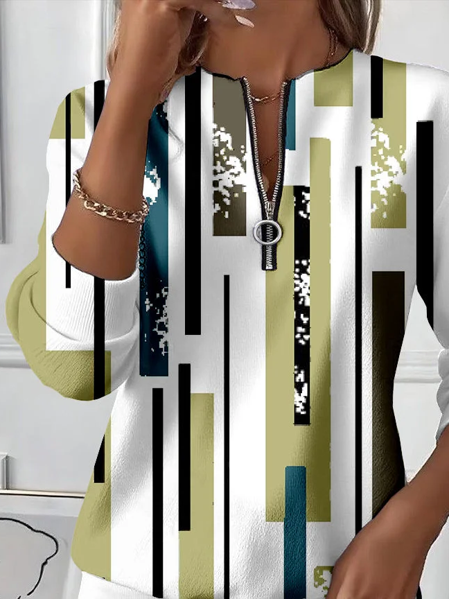 Casual Crew Neck Abstract Sweatshirt Printing