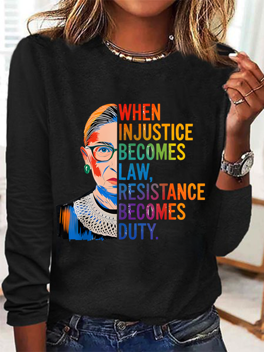 Crew Neck Long Sleeve Text Letters Regular Medium Elasticity Loose Blouse For Women