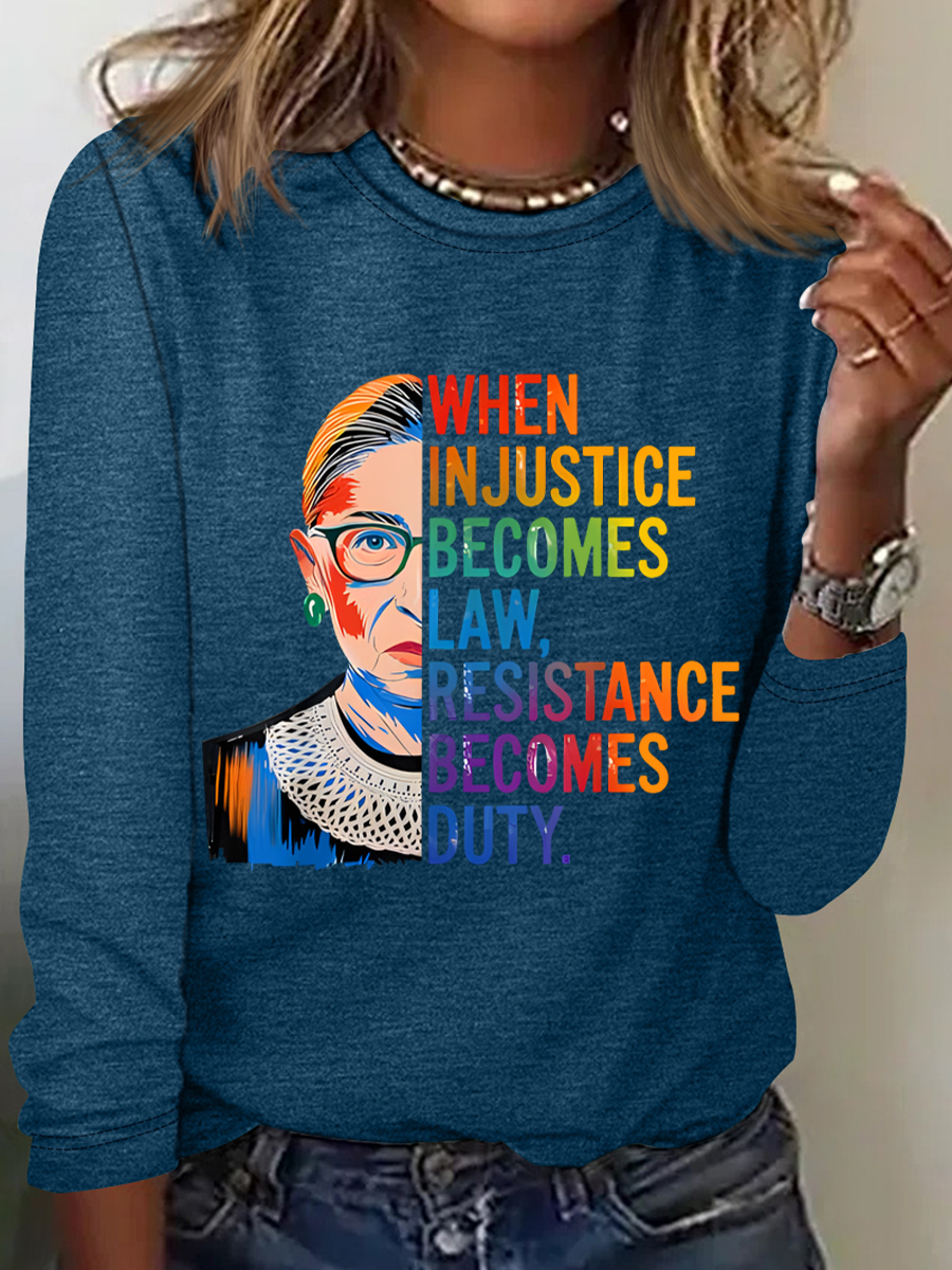 Crew Neck Long Sleeve Text Letters Regular Medium Elasticity Loose Blouse For Women