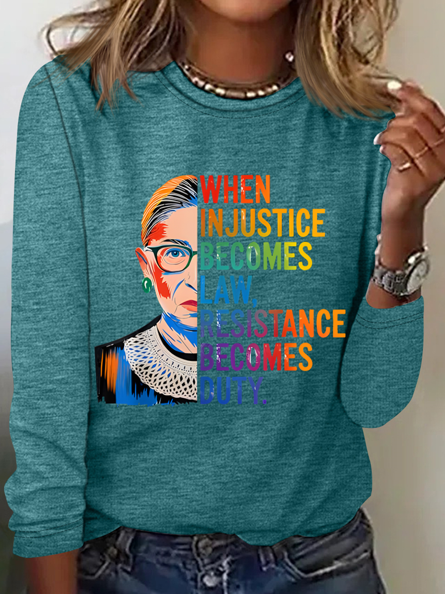 Crew Neck Long Sleeve Text Letters Regular Medium Elasticity Loose Blouse For Women