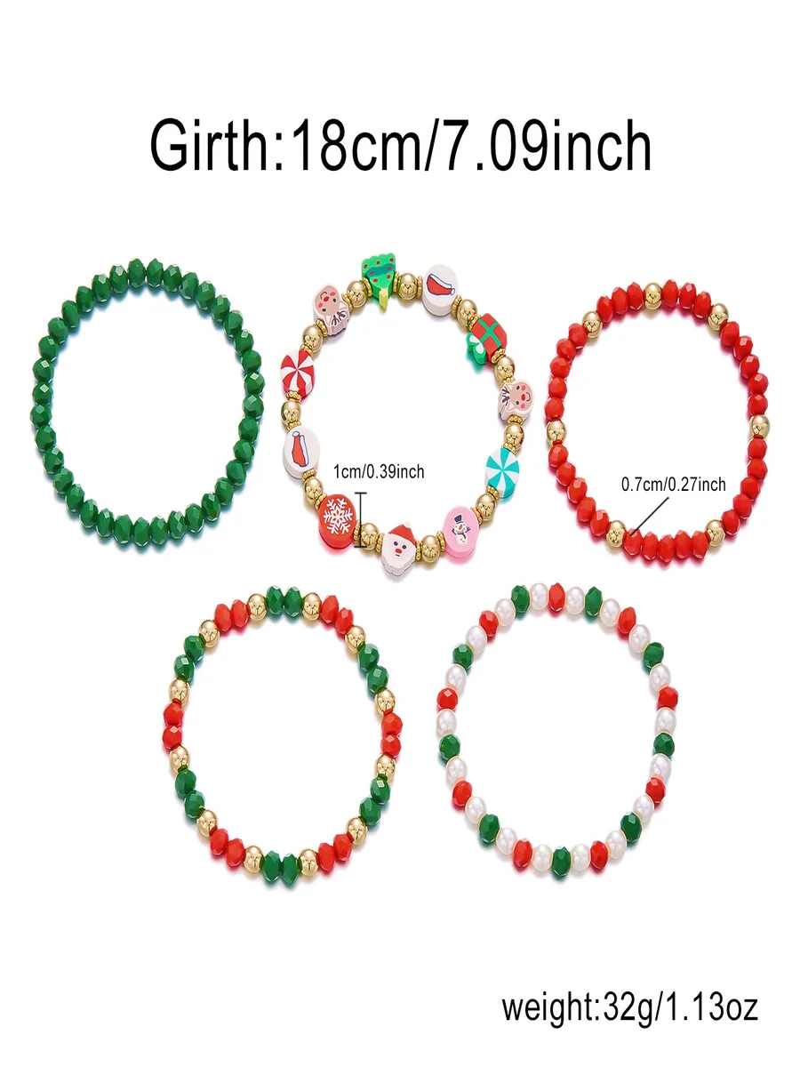 Christmas Electroplating Snowflake Elk Christmas Bell Santa Claus Bracelet Fashionable And Versatile Christmas Crystal Rice Bead Bracelet Combination Set