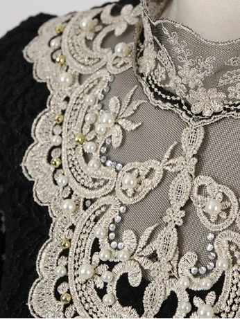 Vintage Floral Stand Collar Long Sleeve T-shirt