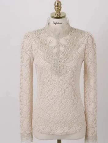 Vintage Floral Stand Collar Long Sleeve T-shirt