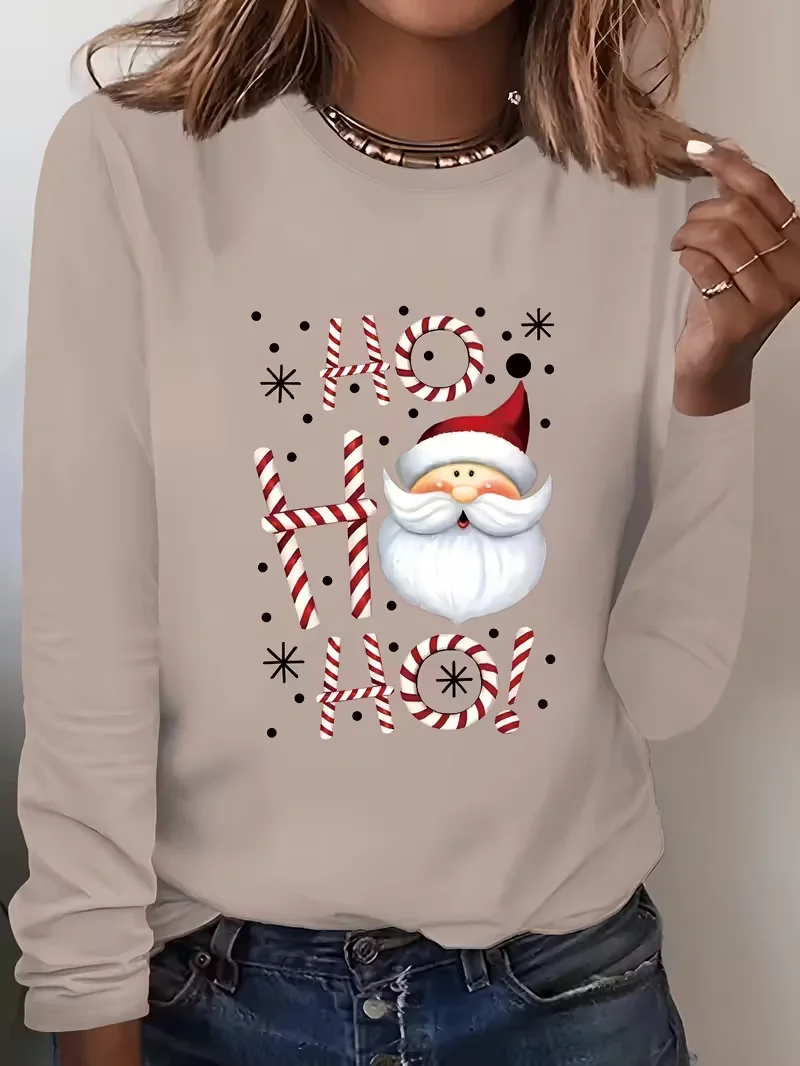 Casual Santa Claus Crew Neck Long Sleeve T-shirt