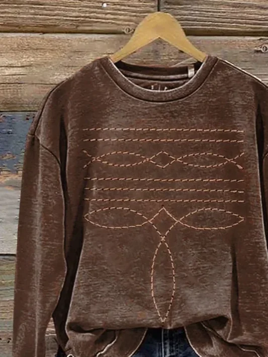 Casual Crew Neck Abstract Sweatshirt Printing