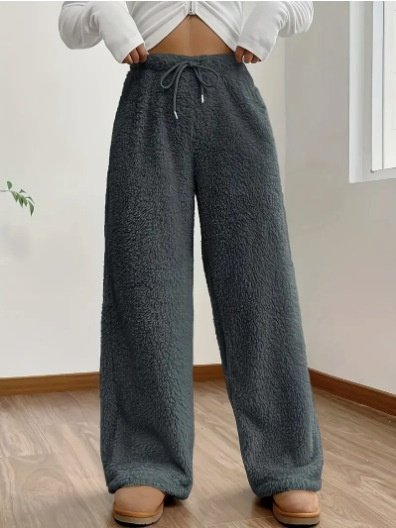 Women Plain Long Elastic Waist Pants Casual Spring/Fall Trousers