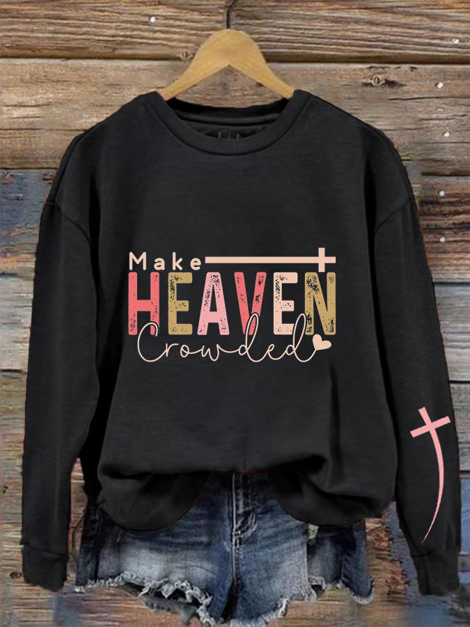 Casual Crew Neck Text Letters Sweatshirt