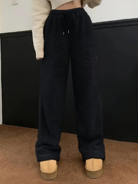 Women Plain Long Elastic Waist Pants Casual Spring/Fall Trousers