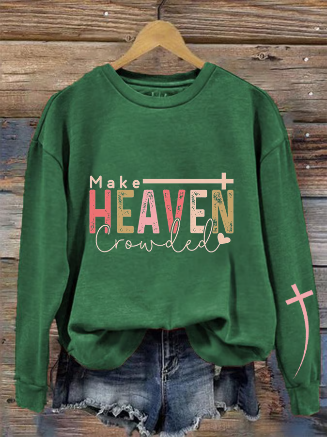 Casual Crew Neck Text Letters Sweatshirt