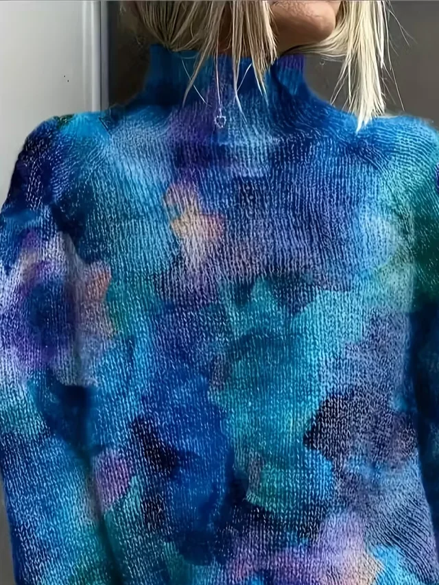 Women Abstract Long Sleeve Comfy Vintage Printing Sweater