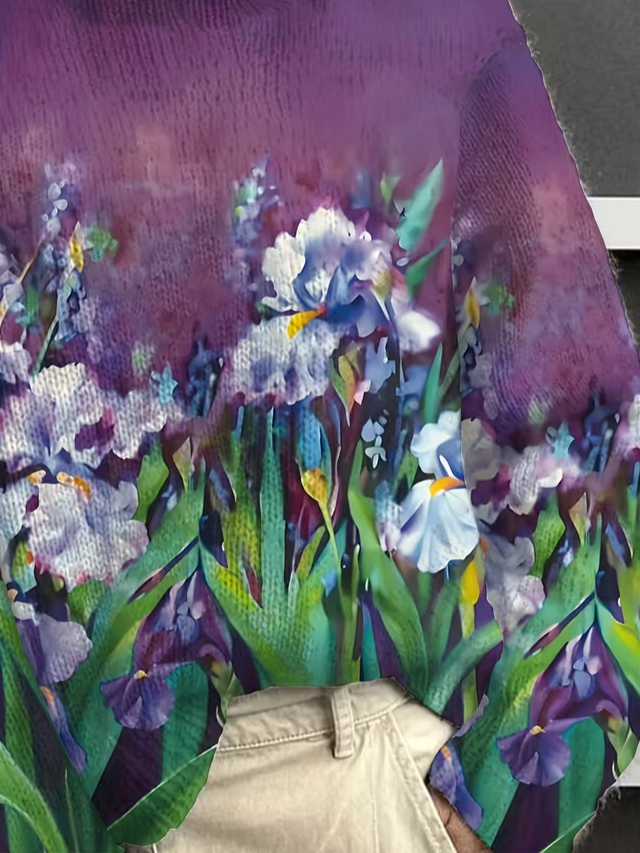Women Floral Long Sleeve Comfy Vintage Printing Sweater