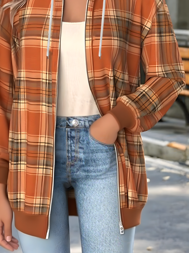 Vintage Hoodie Plaid Hoodie