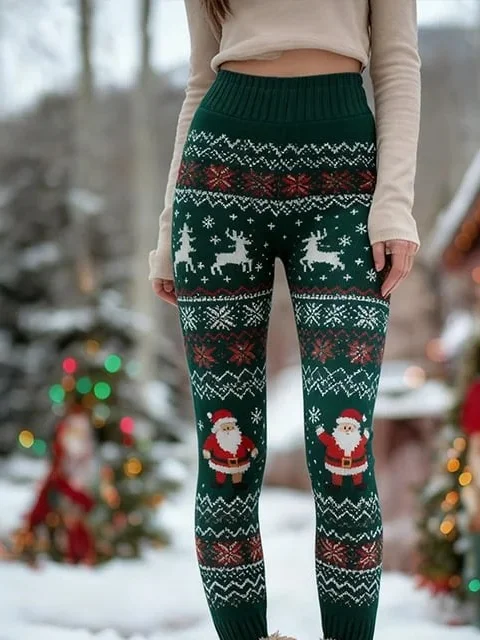 Women Christmas Vintage Spring/Fall Ankle Pants Leggings