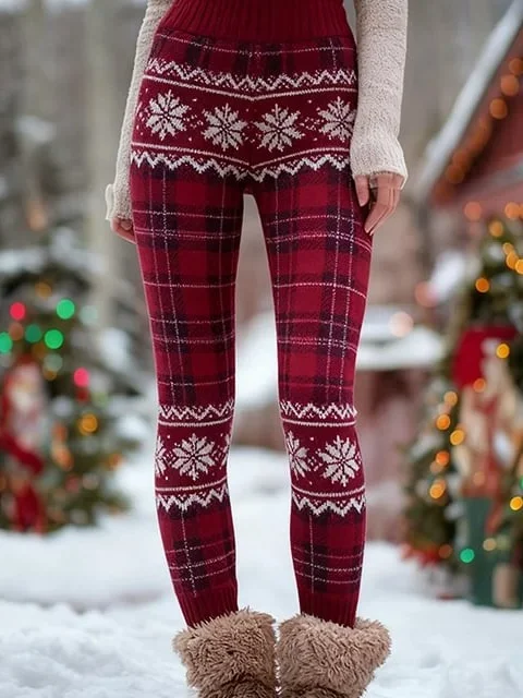 Women Christmas Vintage Spring/Fall Ankle Pants Leggings