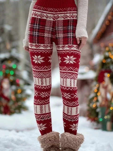 Women Christmas Vintage Spring/Fall Ankle Pants Leggings