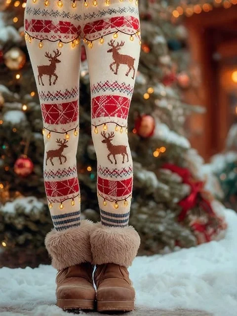 Women Christmas Vintage Spring/Fall Ankle Pants Leggings