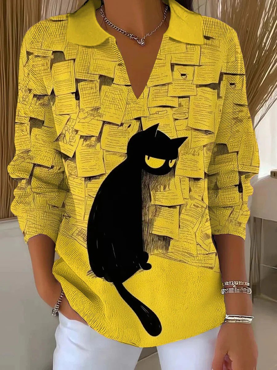 Women Gradient Pattern Long Sleeve Comfy Vintage Sweater