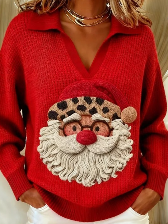 Women Santa Claus Long Sleeve Comfy Vintage Sweater
