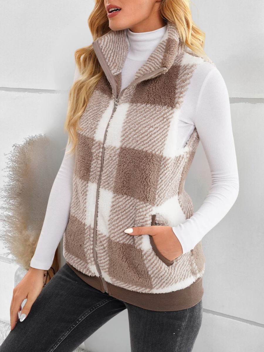 Polyester Cotton Stand Collar Elegant Vest