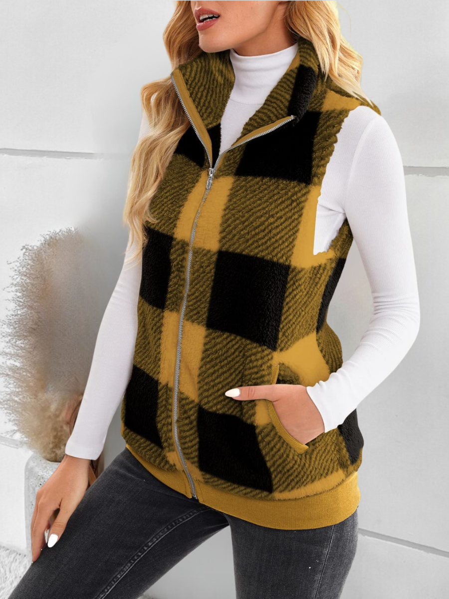 Polyester Cotton Stand Collar Elegant Vest