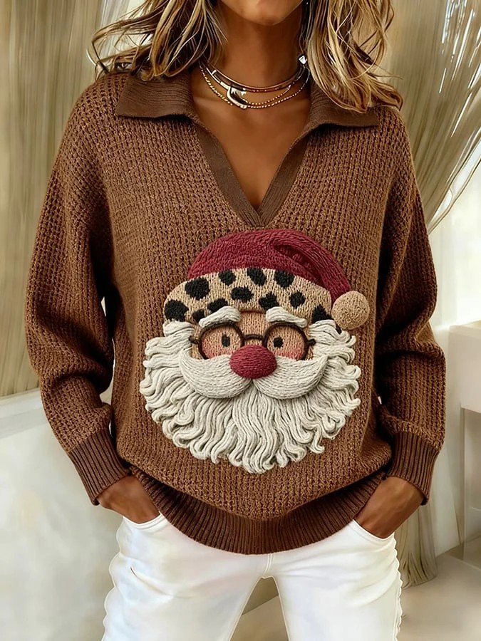 Women Santa Claus Long Sleeve Comfy Vintage Sweater