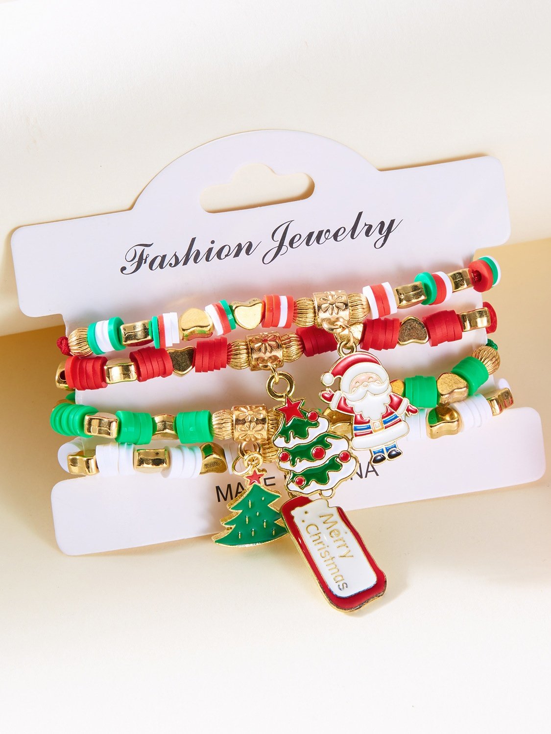 Christmas Polymer Clay Bracelet Christmas Colorful Santa Claus Snowflake Snowman Bracelet Christmas Bracelet Set