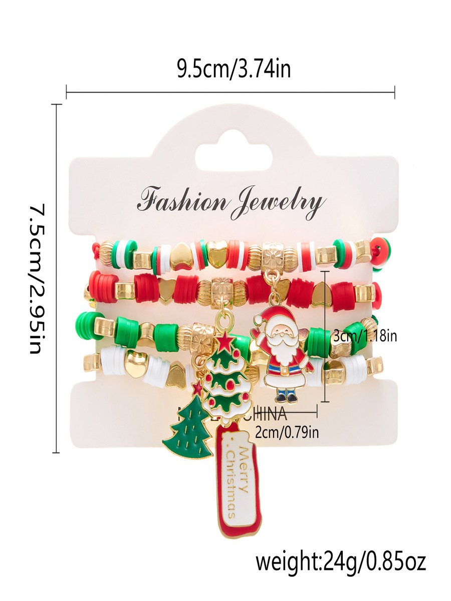 Christmas Polymer Clay Bracelet Christmas Colorful Santa Claus Snowflake Snowman Bracelet Christmas Bracelet Set