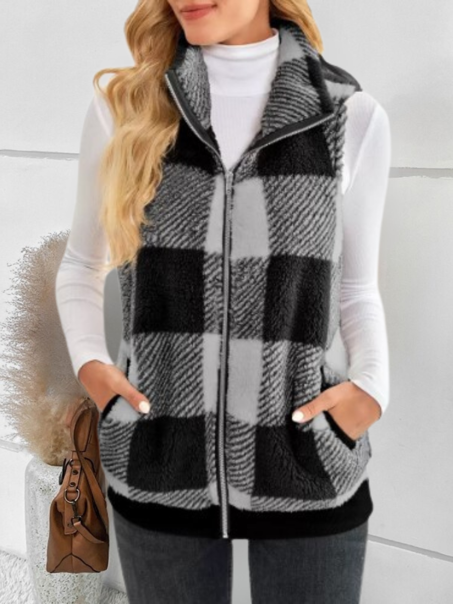 Polyester Cotton Stand Collar Elegant Vest