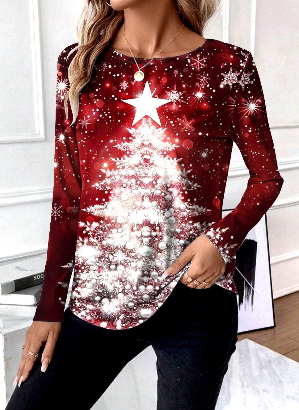 Casual Ombre Crew Neck Long Sleeve T-shirt