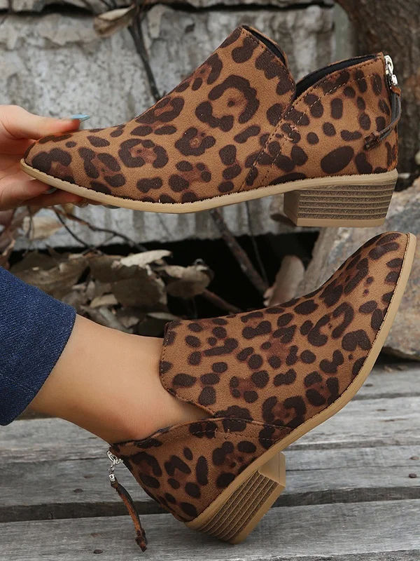 Vintage Plain Zipper Low Heel Classic Boots Split Joint