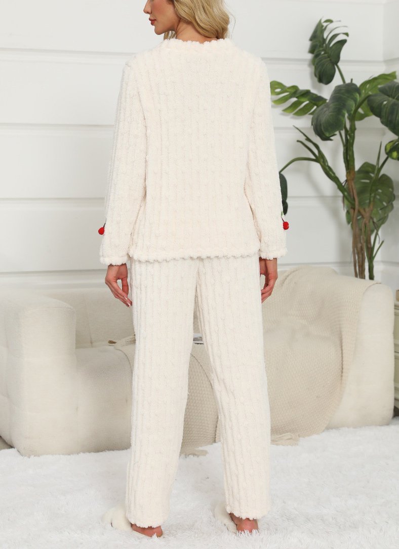 Women Plain Two-Piece Set Daily Long Sleeve Casual Spring/Fall Top With Pants Matching Set