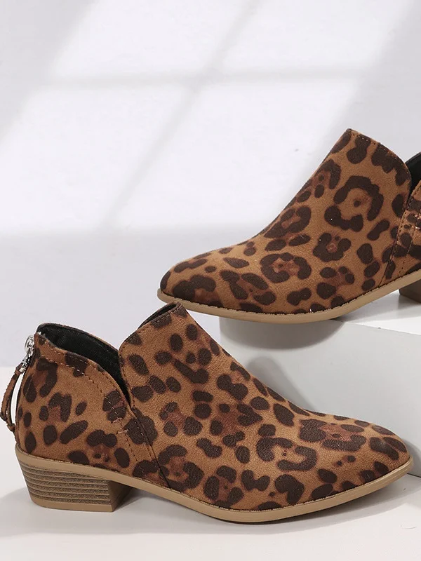 Vintage Plain Zipper Low Heel Classic Boots Split Joint