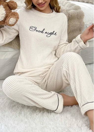 Autumn And Winter Warm Snow Grain Fleece Pullover Long Sleeve Trousers Suit Home Leisure Good Sleep Two-Piece Suit