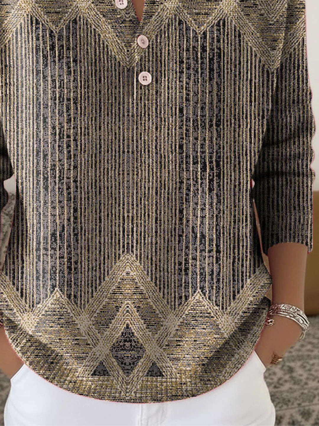 Vintage Loose Gradient Pattern Knit Top