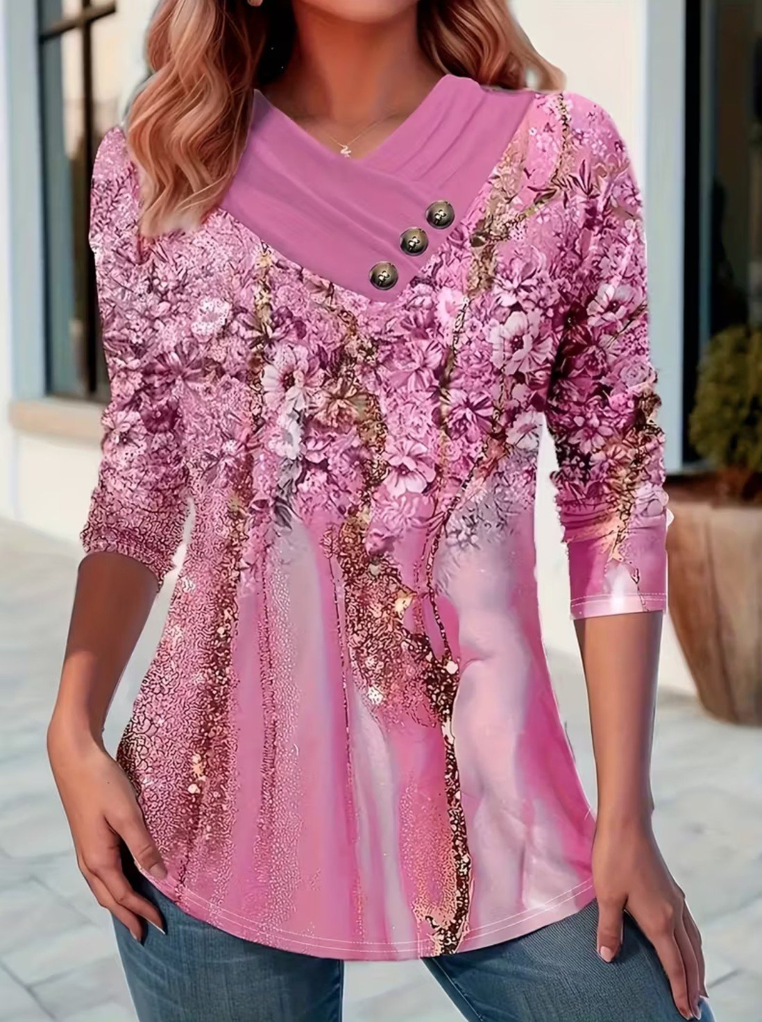 Casual Gradient Pattern Long Sleeve T-shirt