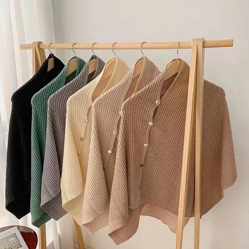 Simple Loose Wool-Blend Asymmetrical Collar Kimono