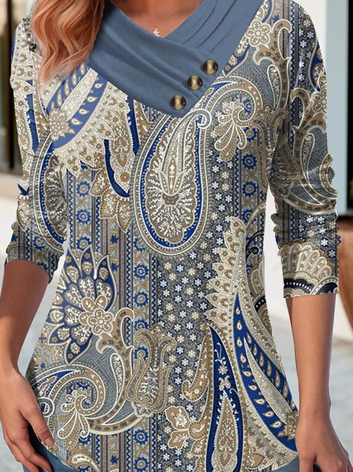 Casual Geometric Long Sleeve T-shirt