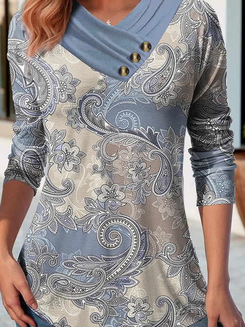 Casual Geometric Long Sleeve T-shirt