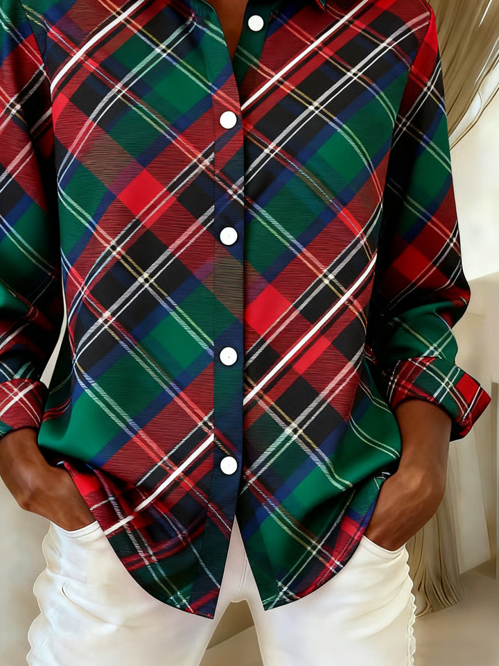 Shirt Collar Regular Sleeve Long Sleeve Plaid Buckle Regular Loose Button Up Shirt Shirt For Women