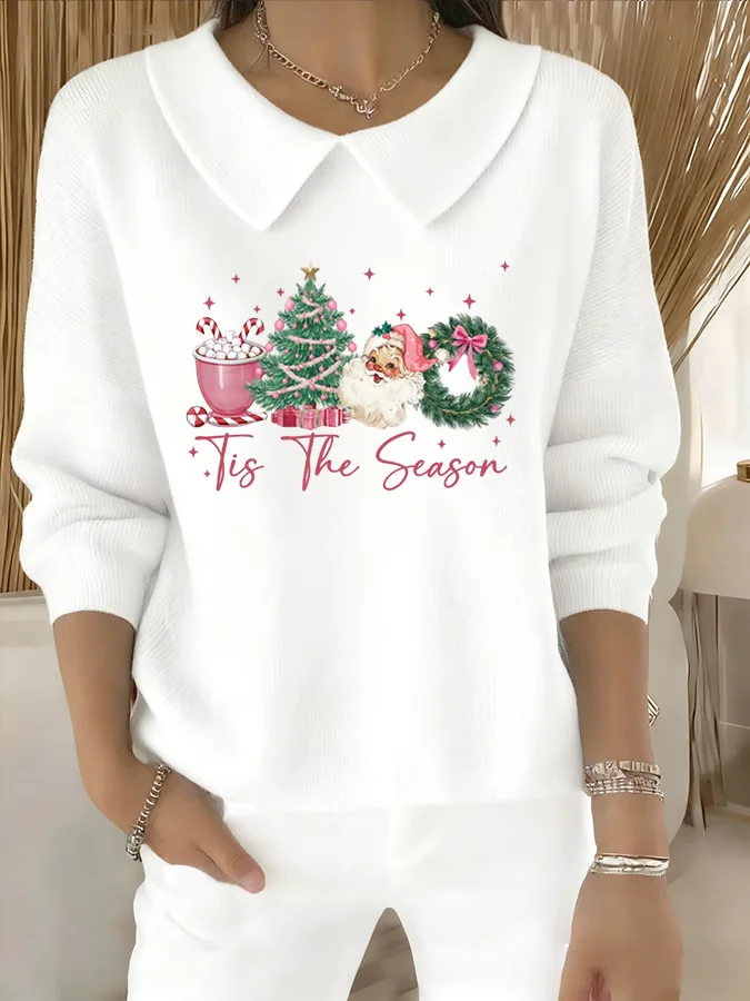 Women Santa Claus Long Sleeve Comfy Casual Printing Sweater