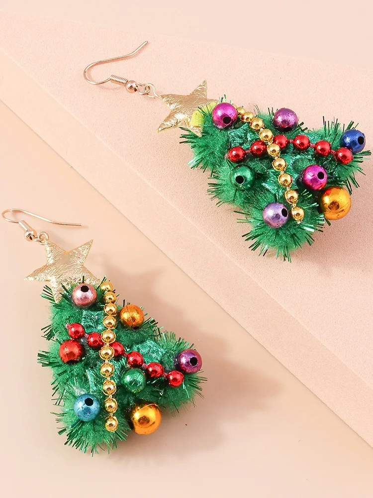 Christmas Colorful Diy Jewelry Christmas Tree Bell Elk Earrings Personality Felt Earrings
