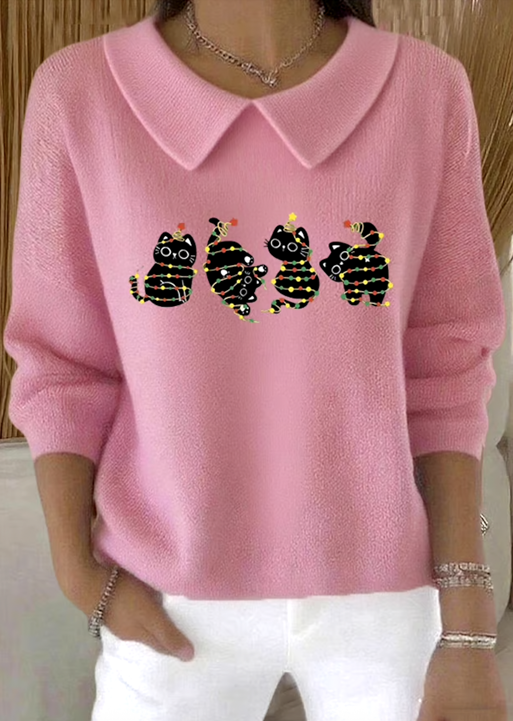 Women Cotton Animal Long Sleeve Comfy Casual Sweater